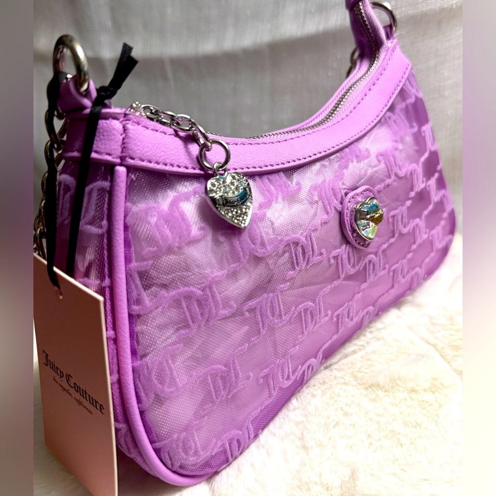 NEW Juicy Couture Violet Purple Tulle Mesh Shoulder Bag - Picture 9 of 9